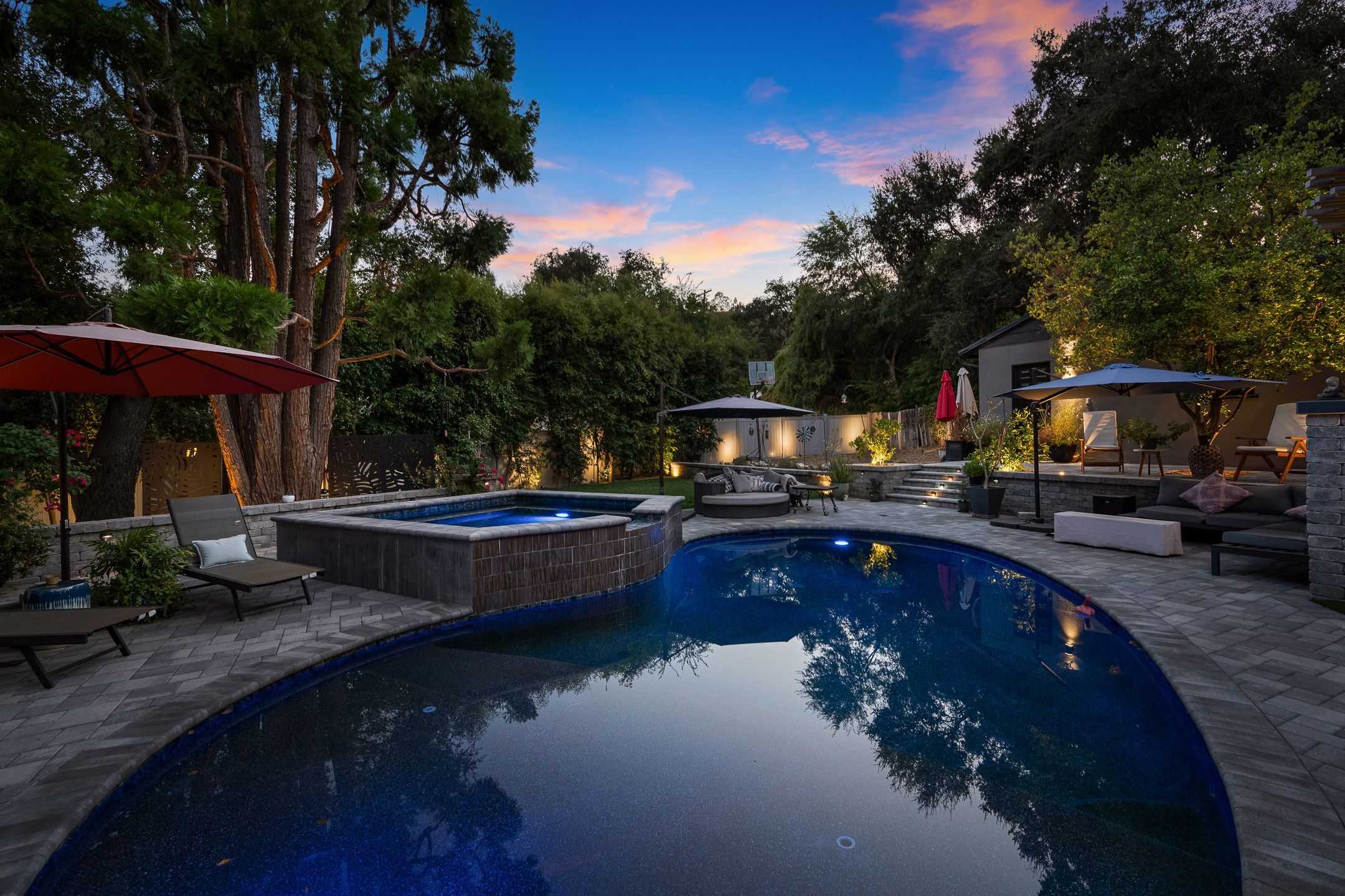 Finished pool and outdoor lounge area