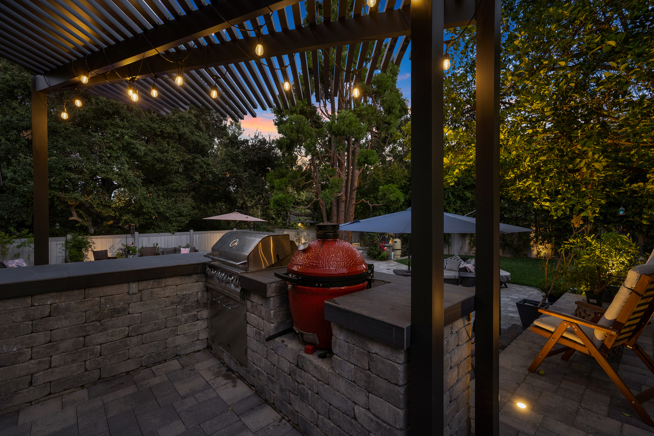 Outdoor living space under pergola