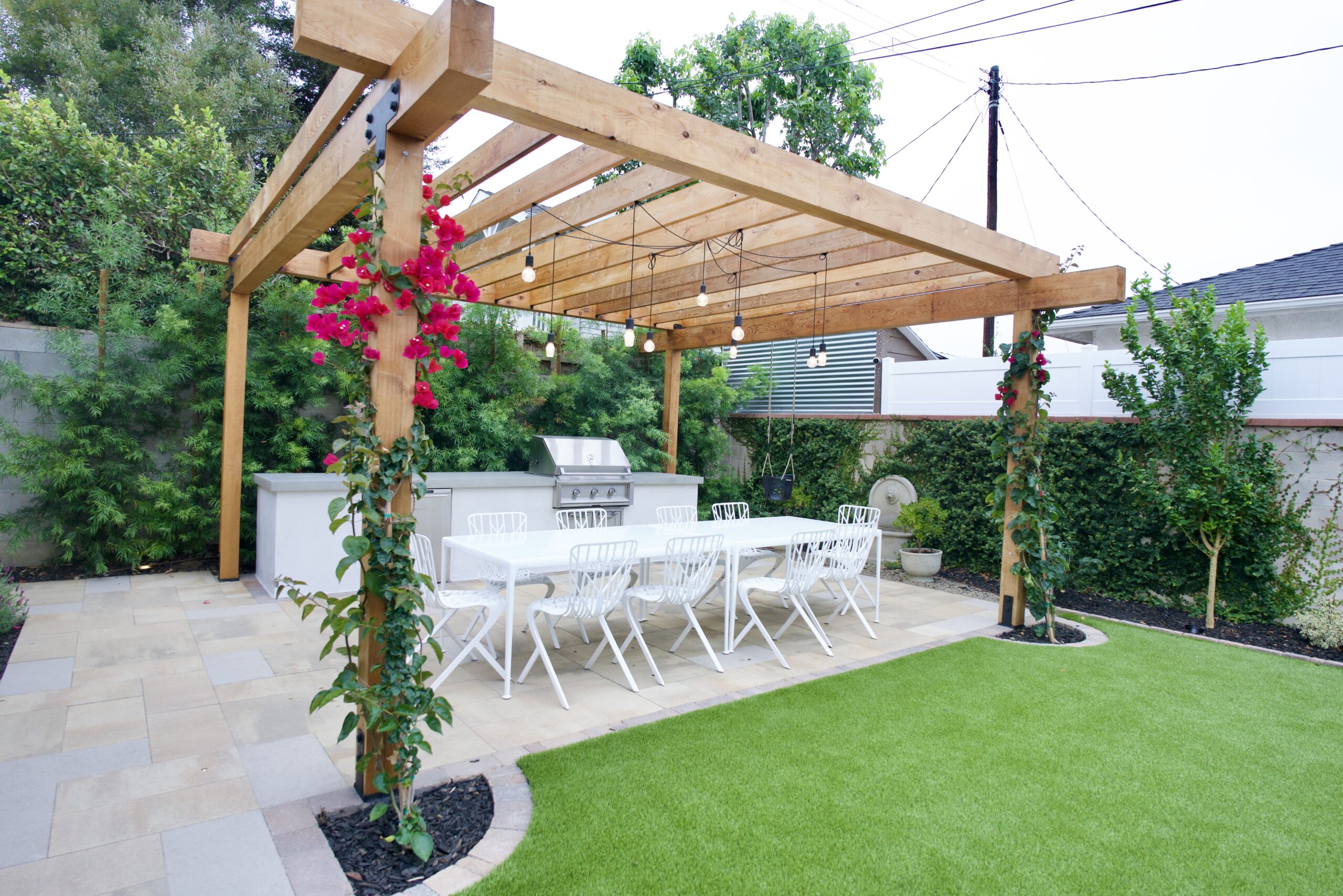 Aluminum patio cover evening view