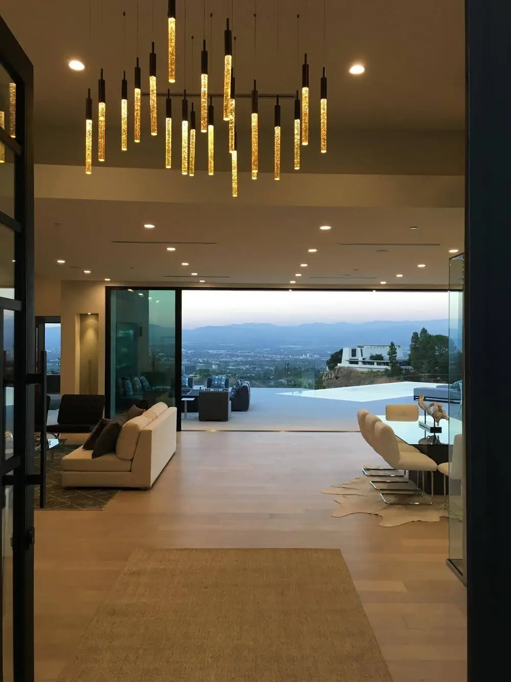 Hillside view at dusk from a Los Angeles full home renovation